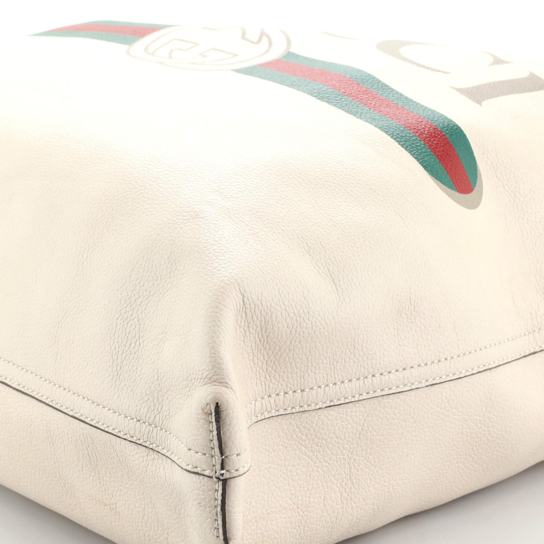 Gucci Logo Tote Printed Leather Large In Good Condition In NY, NY