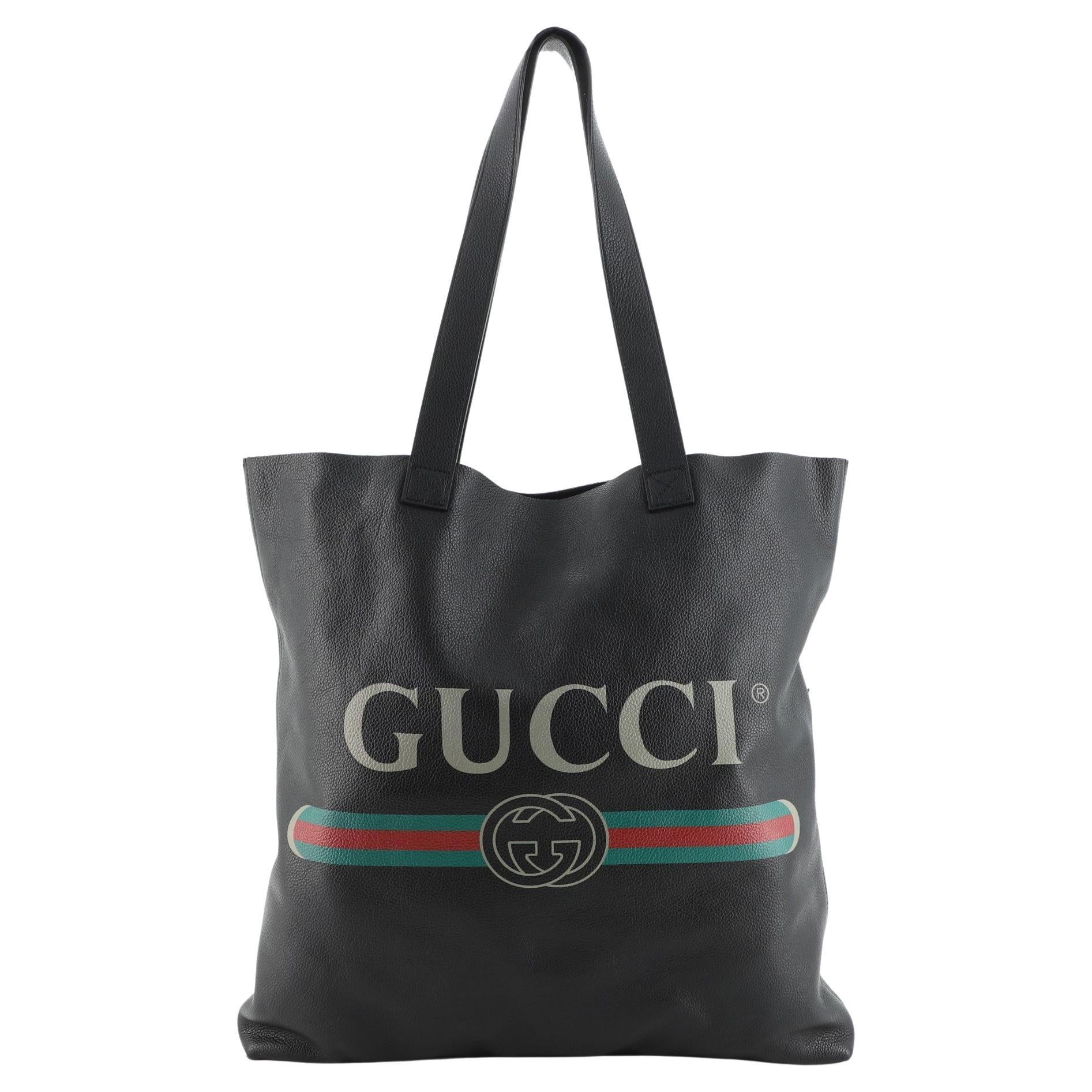 Gucci Logo Tote Printed Leather Large