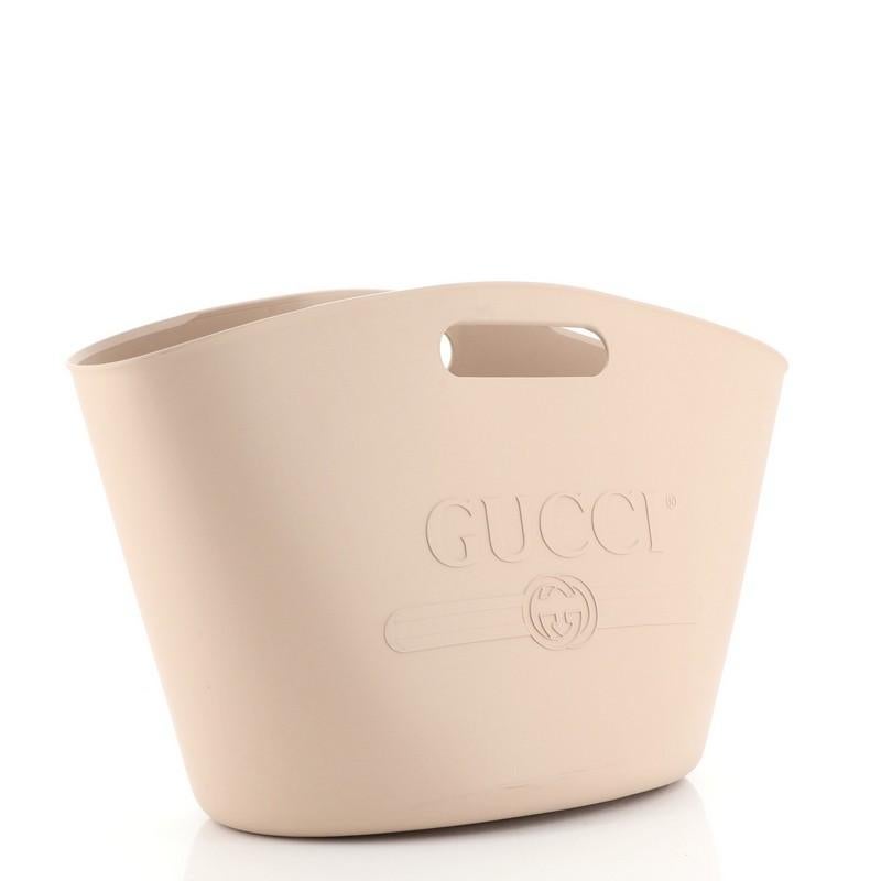 Beige Gucci Logo Tote Rubber Large