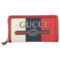 Gucci Logo Zip Around Wallet Printed Canvas Long