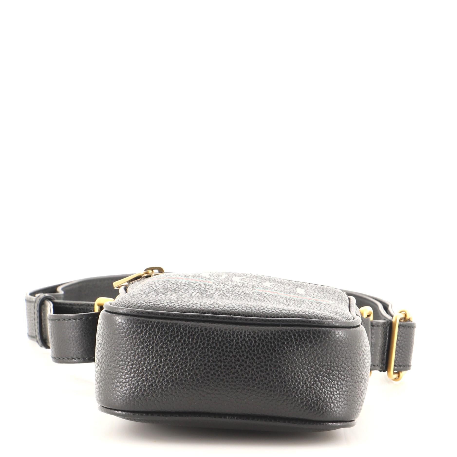 Black Gucci Logo Zip Messenger Bag Printed Leather Mini