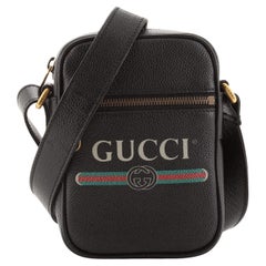 Gucci Logo Zip Messenger Bag Printed Leather Mini