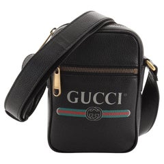 Gucci Logo Zip Messenger Bag Printed Leather Mini