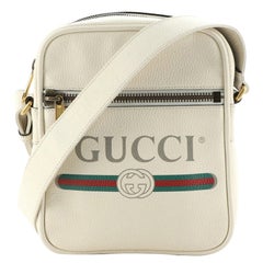 Gucci Logo Zip Messenger Bag Printed Leather Small