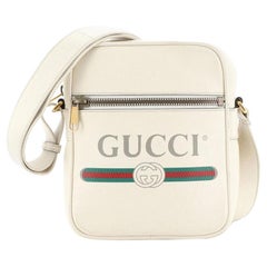 Gucci Logo Zip Messenger Bag Printed Leather Small 