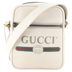 Gucci Logo Zip Messenger Bag Printed Leather Small