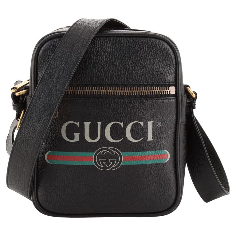 Gucci Logo Zip Messenger Bag Printed Leather Small at 1stDibs