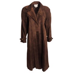 Gucci Long Suede Coat with Skirt 2pc Set Diamond Texture Vintage Sz 42/46 Rare