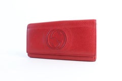 Gucci Long Wallet Soho Pebbled 12gz0821 Red Leather Clutch