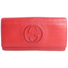Gucci Long Wallet Soho Pebbled 12gz0821 Red Leather Clutch