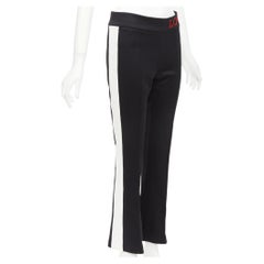GUCCI LOVED red embroidered black white cropped flare trousers S