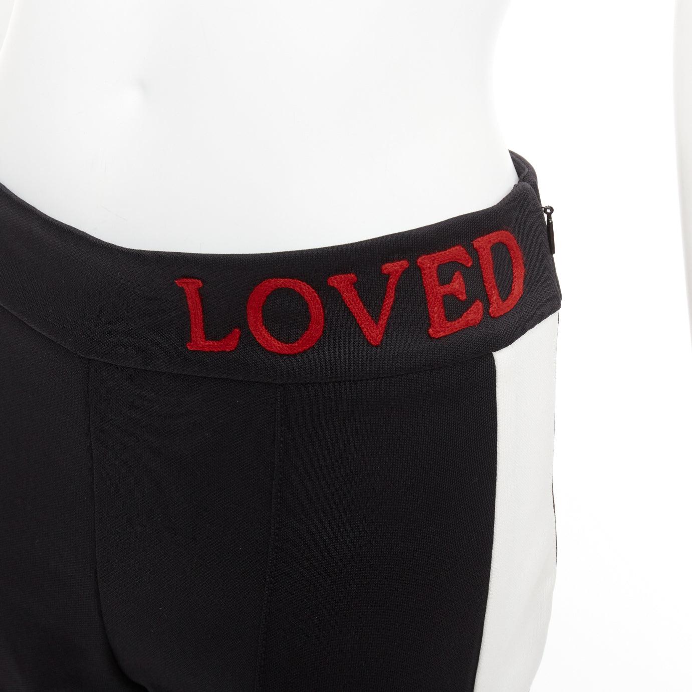 Black GUCCI LOVED red embroidered black white cropped flare trousers S For Sale