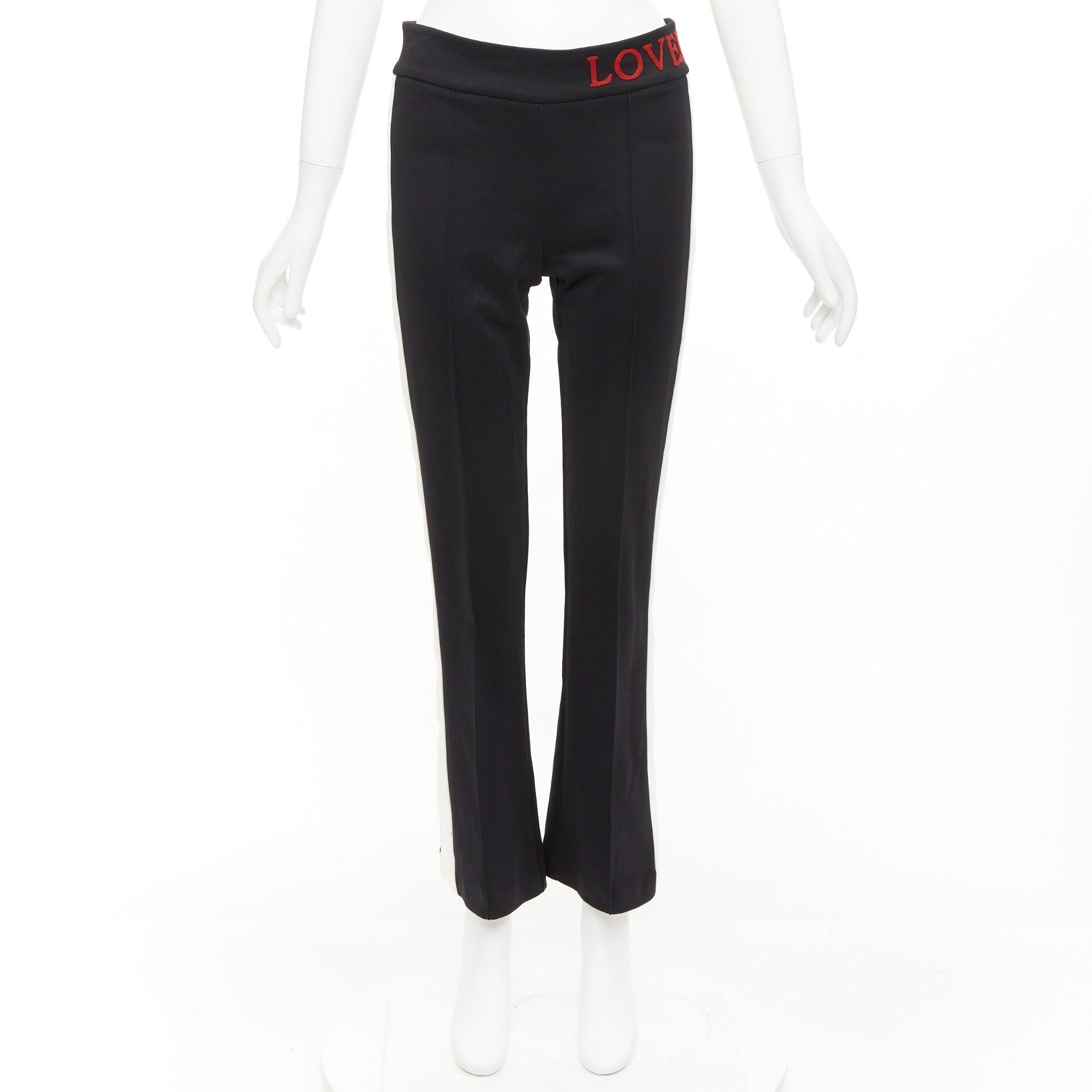GUCCI LOVED red embroidered black white cropped flare trousers S For Sale 4