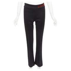 GUCCI LOVED red embroidered black white cropped flare trousers S