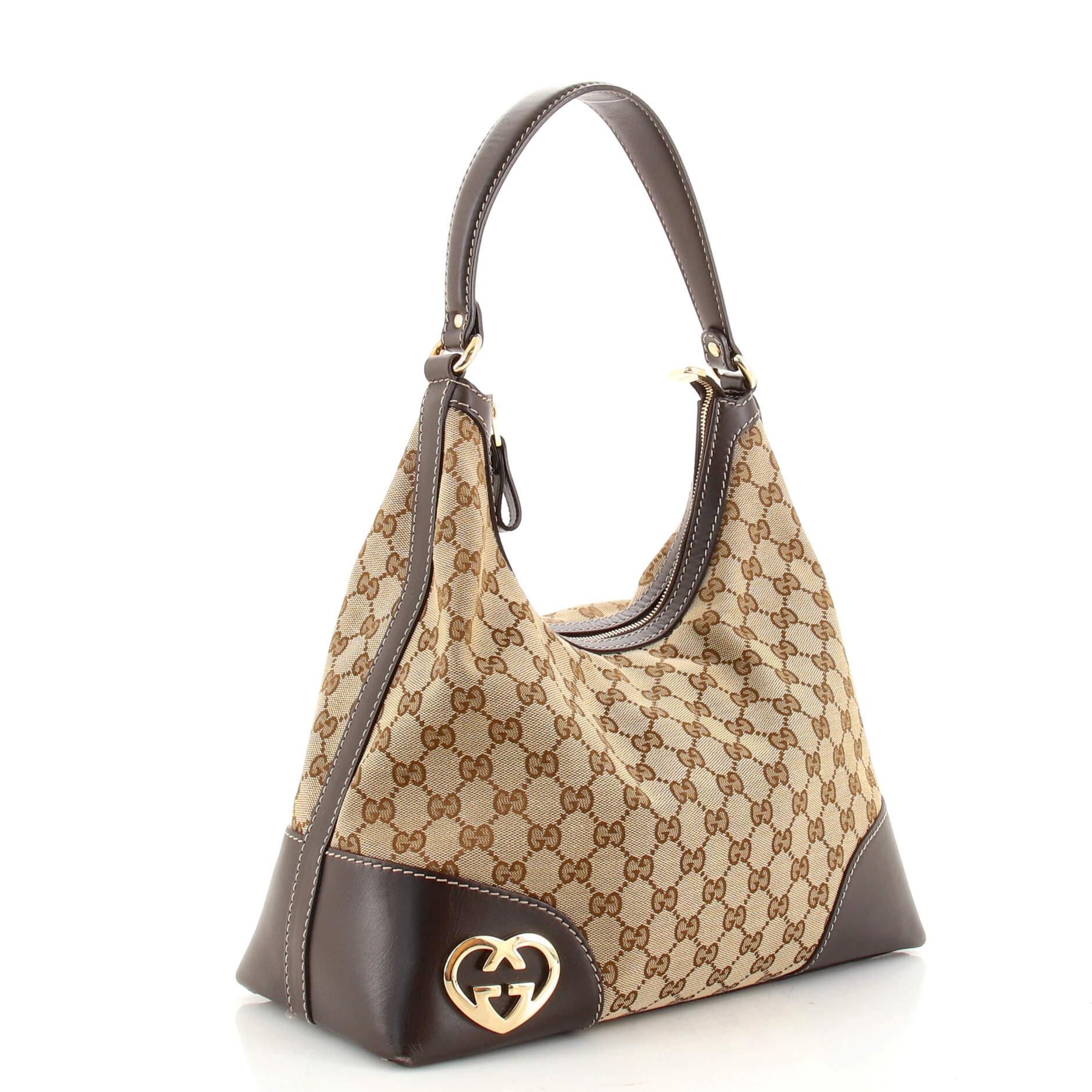 Gucci Lovely Heart Hobo GG Segeltuch Medium (Braun)