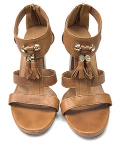 Gucci luggage T strap Wood Stack Heel w/ front tassel-38