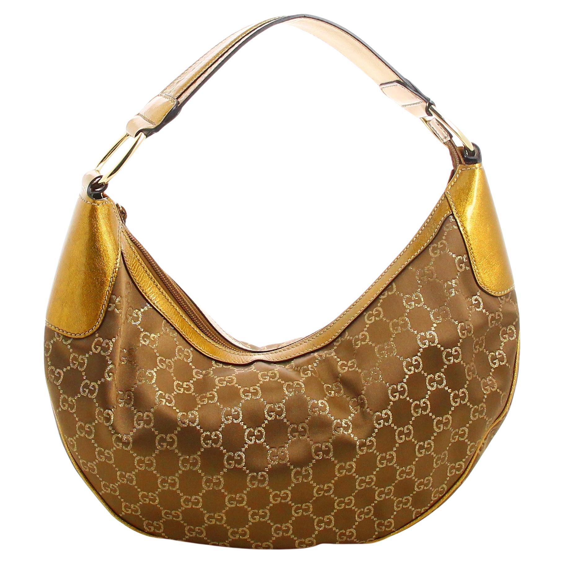 Gucci Lurex Golden Monogram Handbag  For Sale