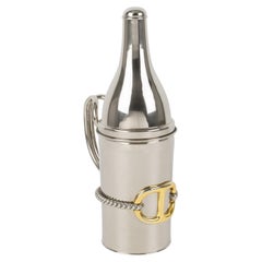 Vintage Gucci Silvered and Gilded Metal Bottle Holder Decanter, circa 1980