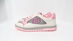 Gucci Mac80 Pink & Grey Calfskin Leather Sneakers