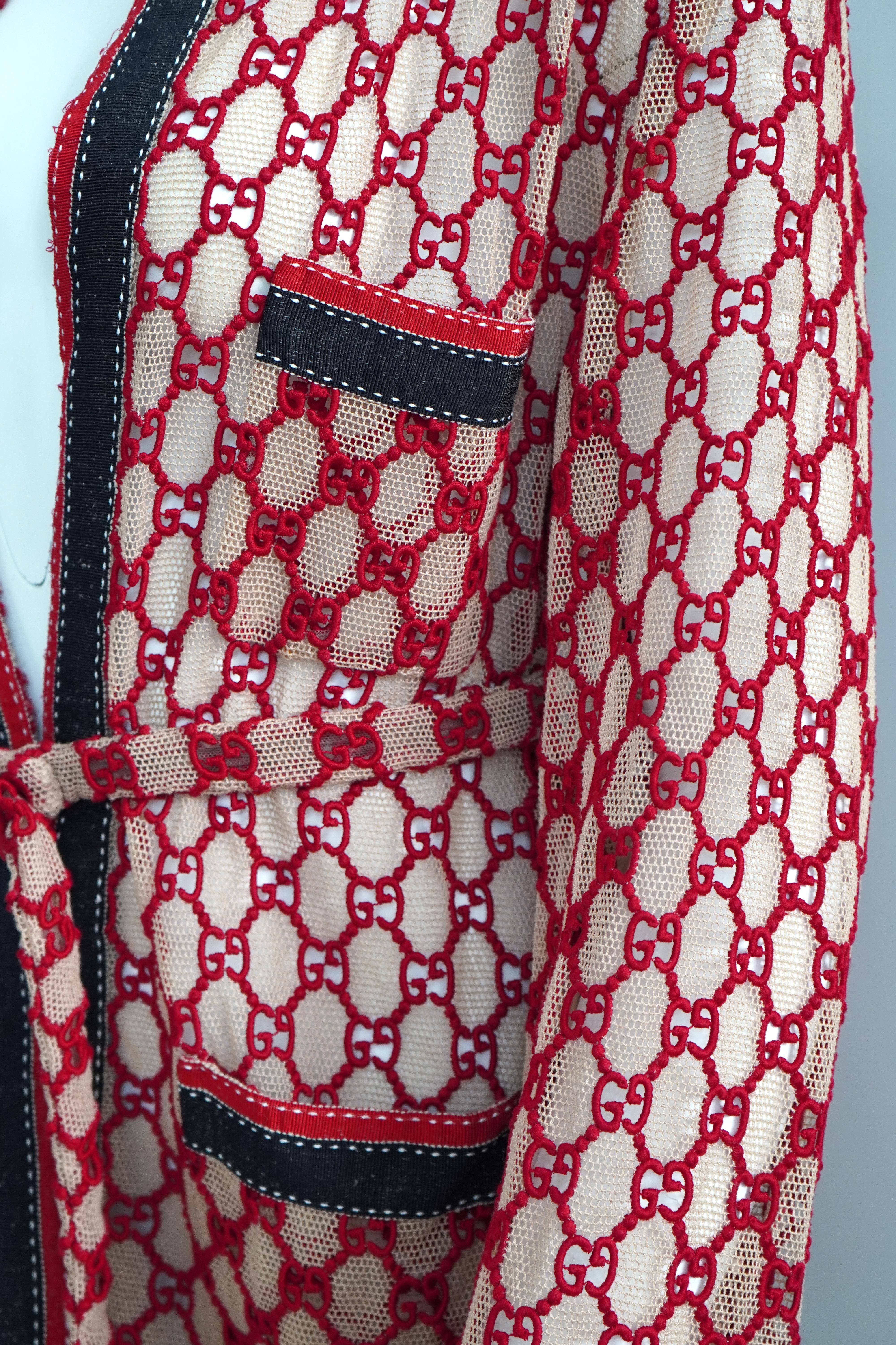 Gucci Macrame Open Front Mesh Belted Cardigan Jacket 1