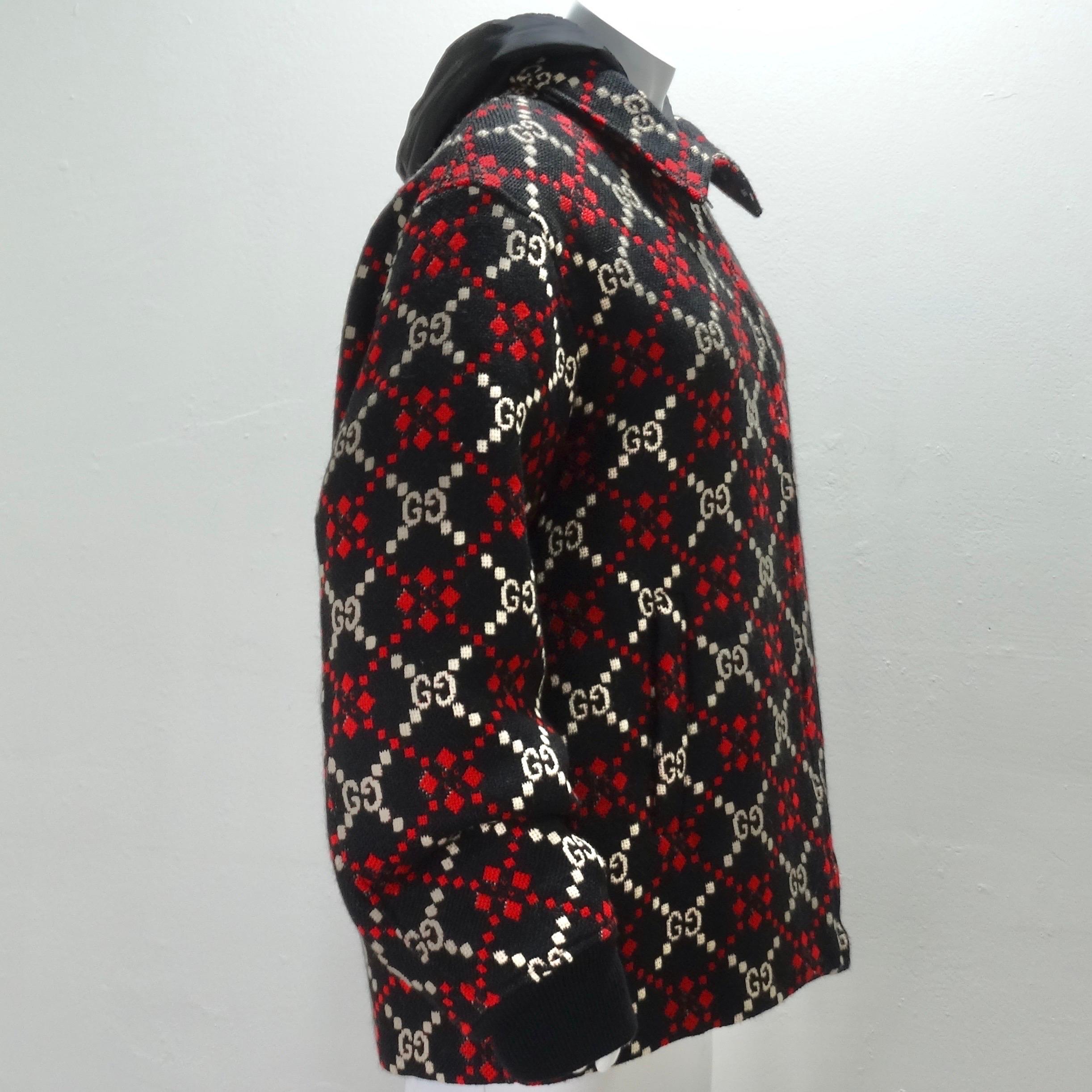 Gucci Macro GG Diamond Wool Jacket In New Condition For Sale In Scottsdale, AZ