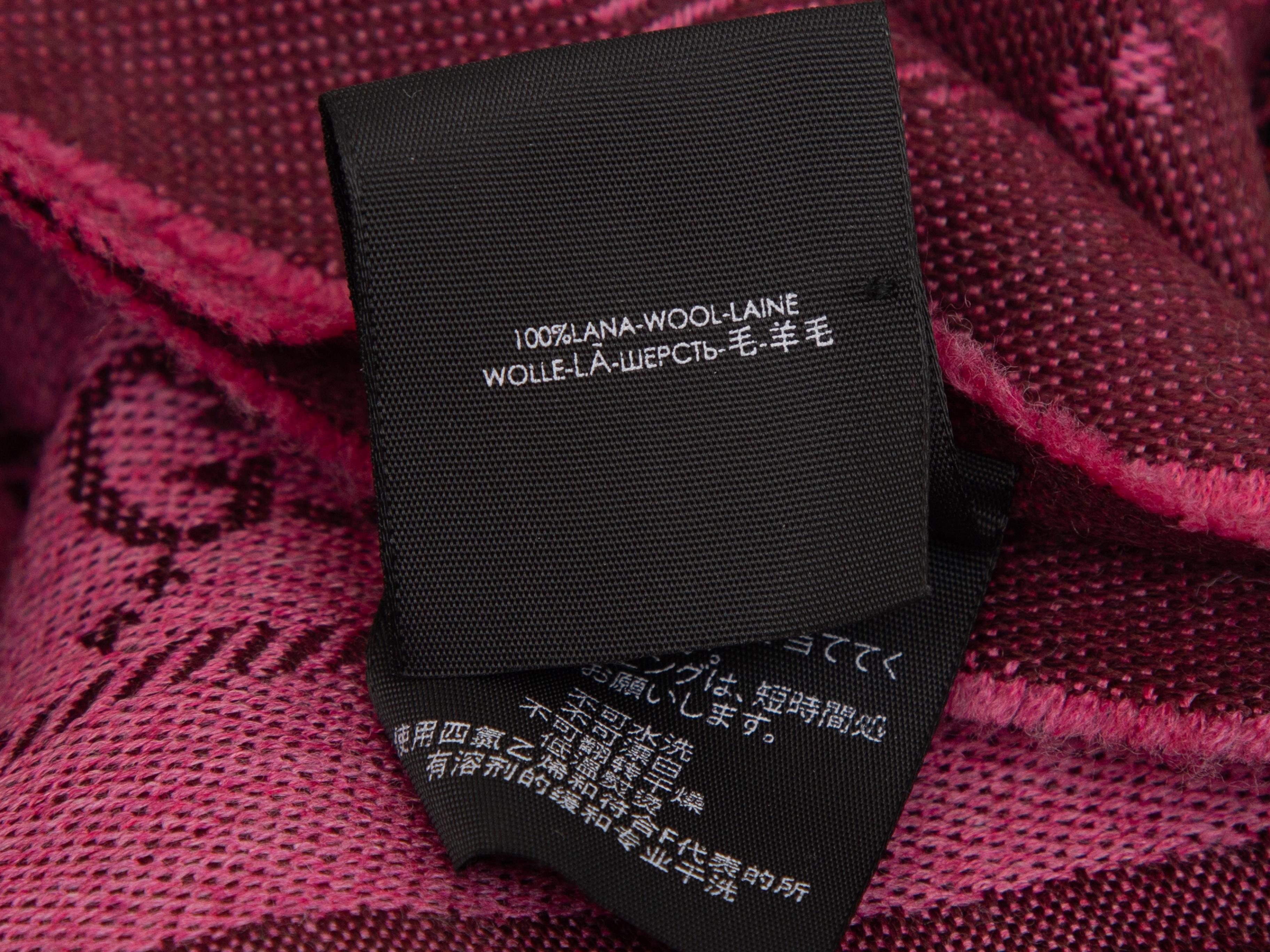 Pink Gucci Magenta & Burgundy Monogram Wool Scarf