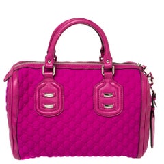 Gucci Magenta GG Neoprene and Leather Medium Techno Tag Boston Bag