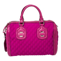 Gucci Magenta GG Neoprene and Leather Medium Techno Tag Boston Bag