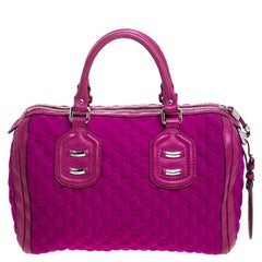 Gucci Magenta GG Neoprene Techno Tag Bowler Bag