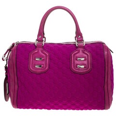 Gucci Magenta GG Neoprene Techno Tag Bowler Bag