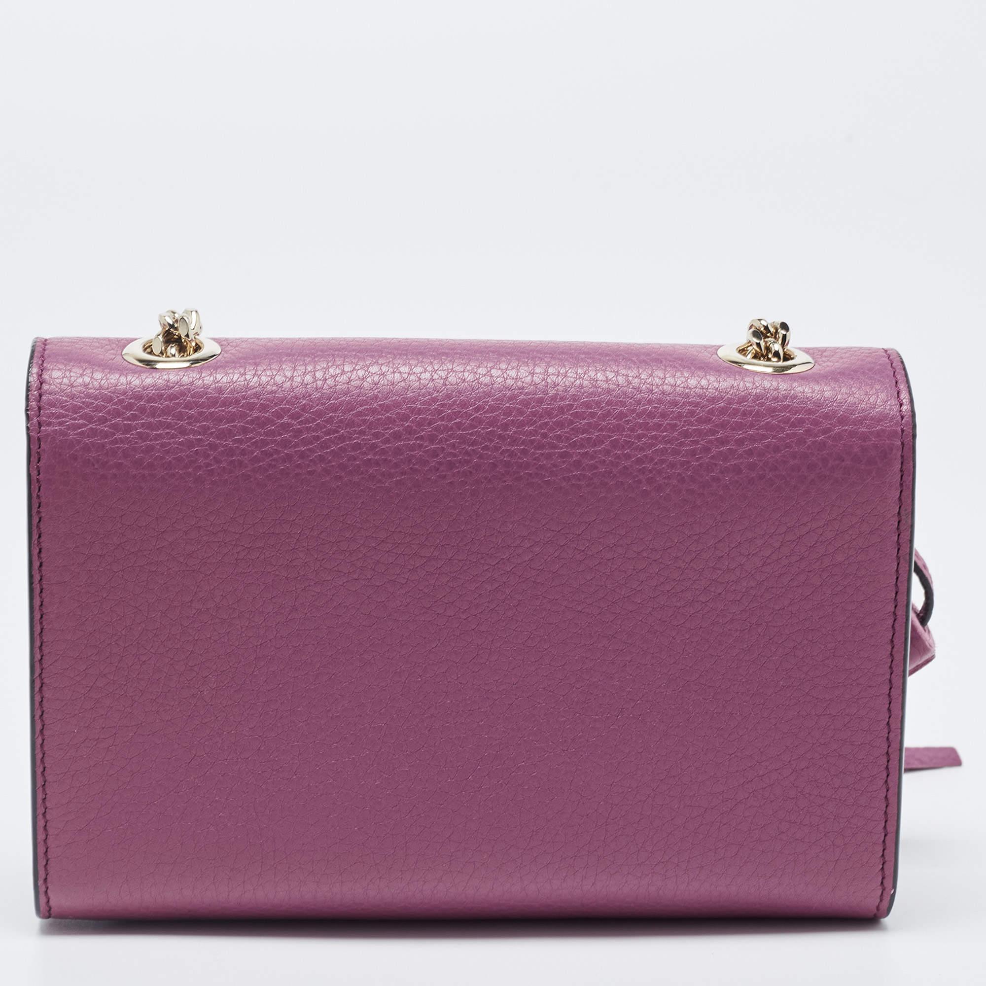 Gucci Magenta Leather Miss Bamboo Tassel Chain Bag 8