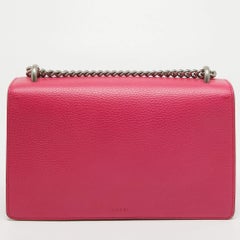 Gucci Magenta Leather Small Guccify Pearl Embellished Dionysus Shoulder Bag