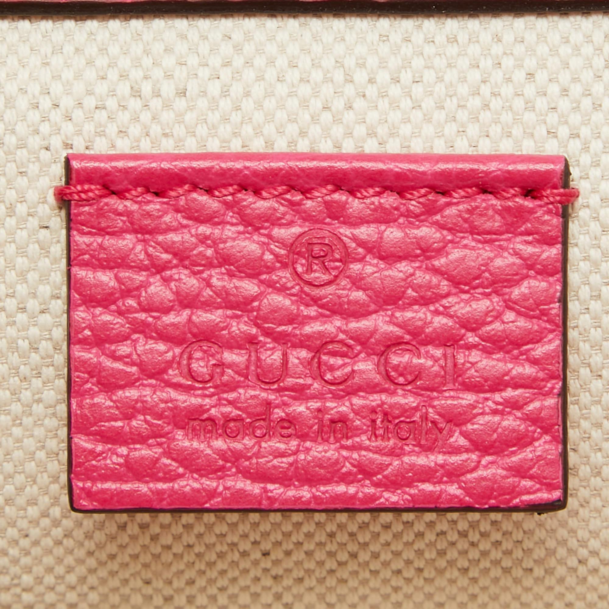 Gucci Magenta Leather Small Guccify Pearl Embellished Dionysus Shoulder Bag For Sale 4