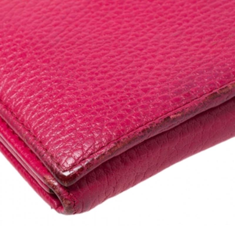 Gucci Magenta Leather Swing Continental Wallet For Sale 2