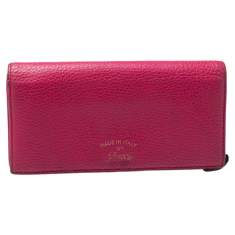 Gucci Magenta Leather Swing Continental Wallet For Sale