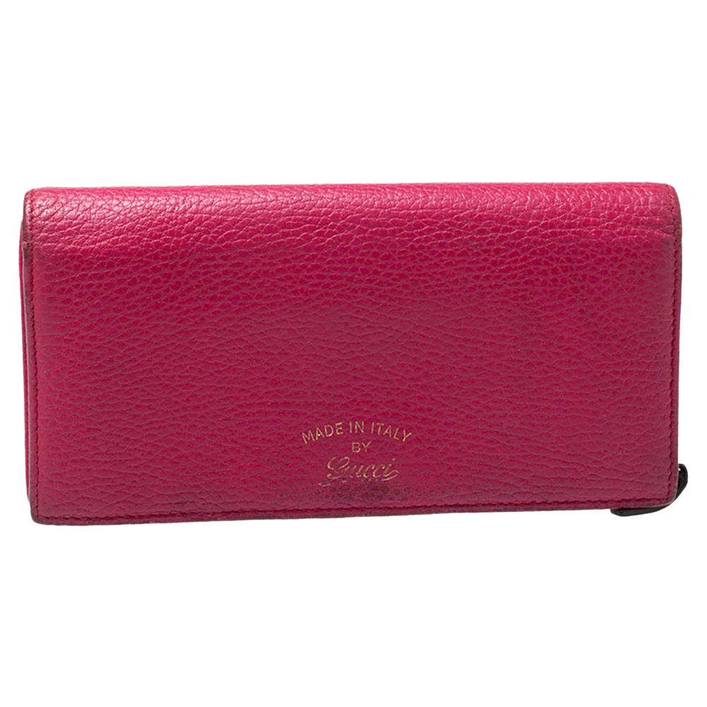 Gucci Magenta Leather Swing Continental Wallet