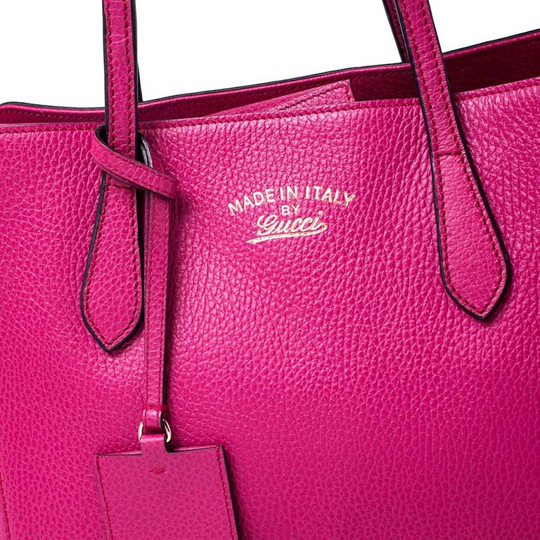 Gucci Magenta Leather Swing Small Tote For Sale at 1stDibs