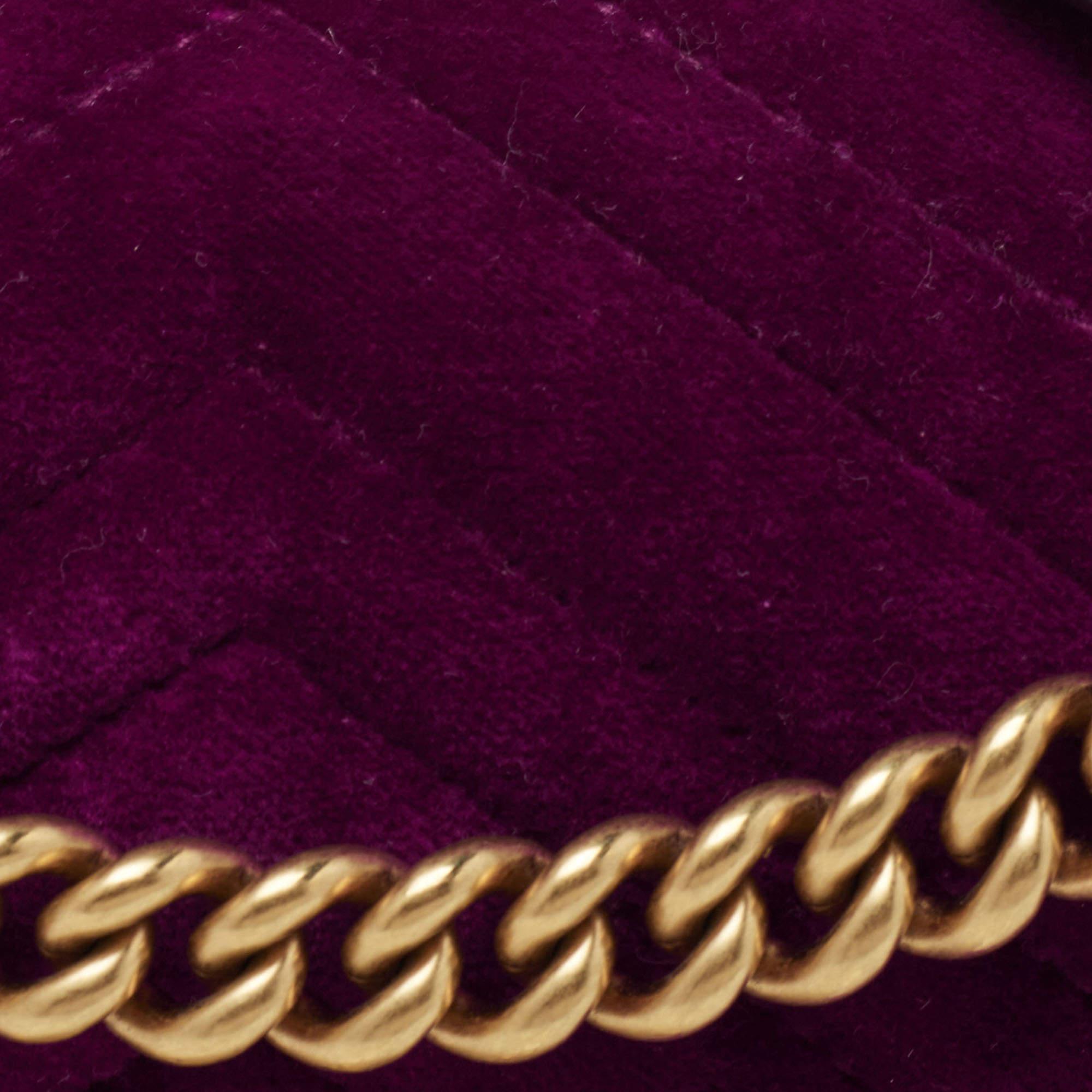 Gucci Magenta Matelassé Velvet Small GG Marmont Shoulder Bag 8