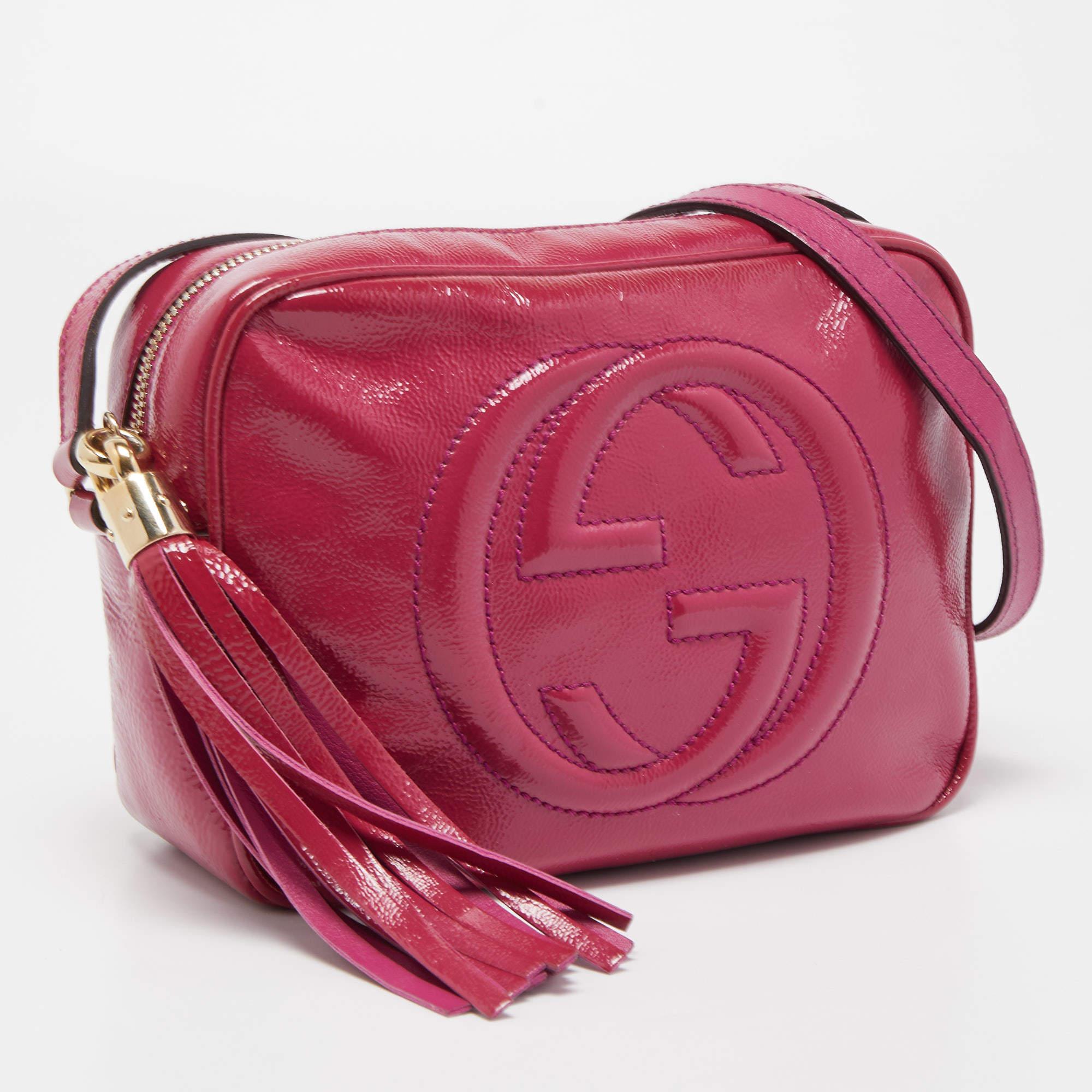 Women's Gucci Magenta Patent Leather Small Soho Disco Crossbody Bag