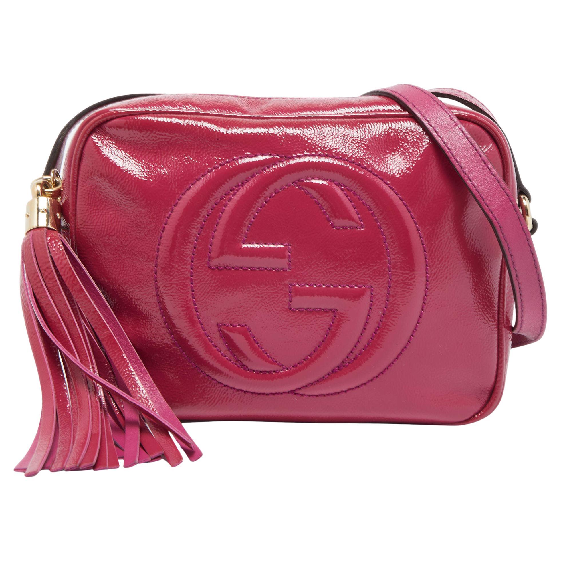 Gucci Magenta Patent Leather Small Soho Disco Crossbody Bag