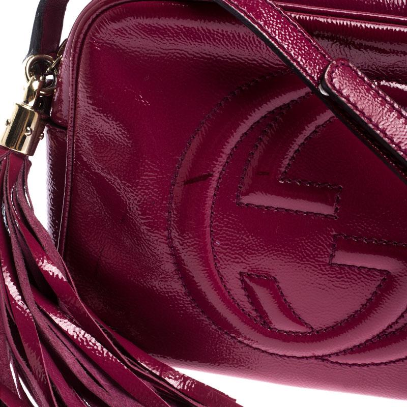 Women's Gucci Magenta Patent Leather Small Soho Disco Shoulder Bag