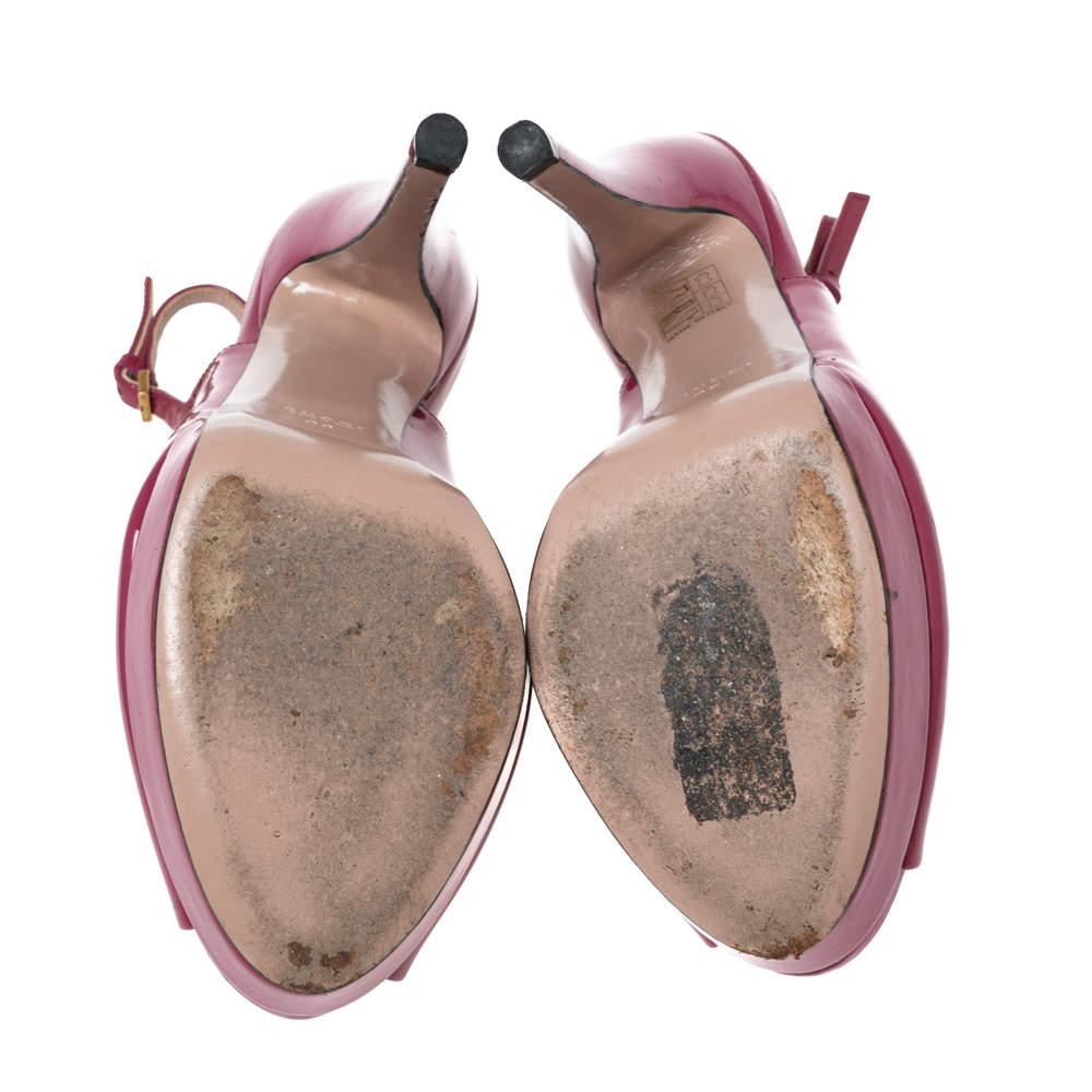 Gucci Magenta Patent Leather Sofia Peep-Toe Slingback Sandals Size 38 3