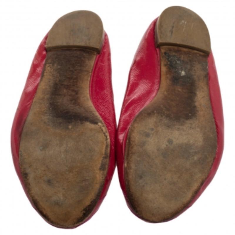 Red Gucci Magenta Patent Leather Soho Ballet Flats Size 35.5 For Sale
