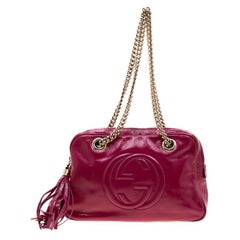 Gucci Magenta Patent Leather Soho Chain Large Shoulder Bag
