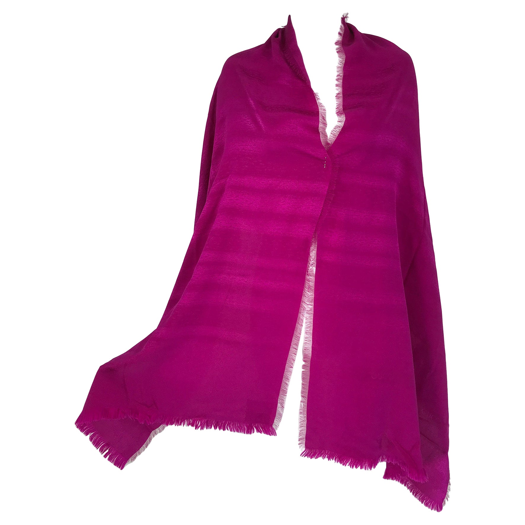 Chal/Bufanda Gucci Jacquard de Seda Magenta X Largo Rectángulo Auto Flecos