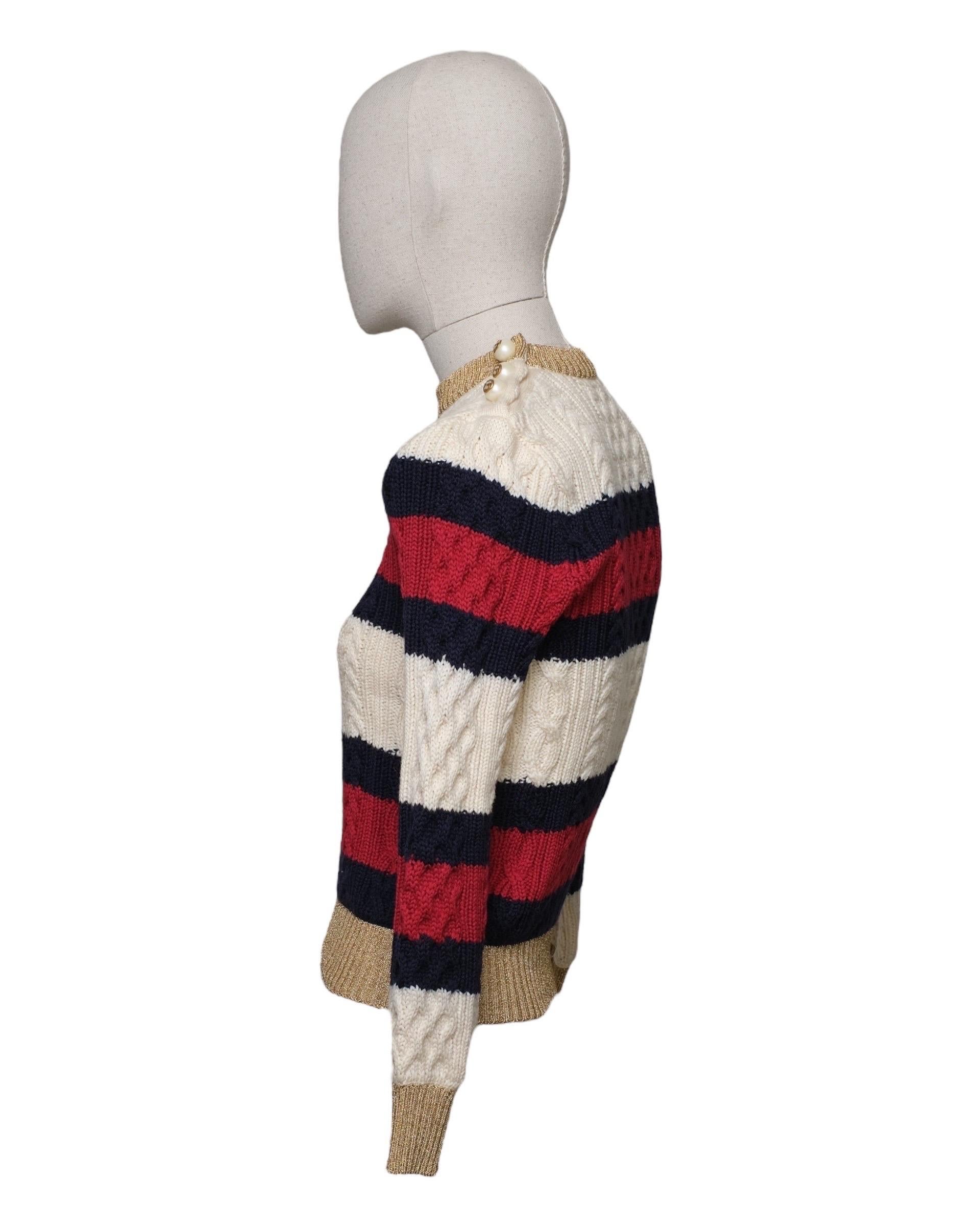 Gucci Maglione Fascia Web multicolore Excellent état - En vente à Torre Del Greco, IT