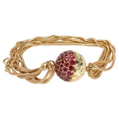 Gucci Magnetic Clasp Ball Bracelet with Rubies in 18k Yellow Gold