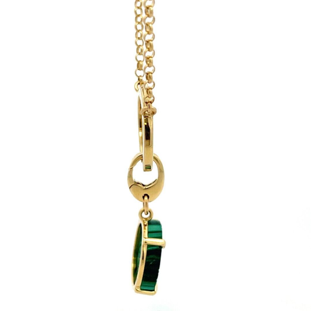 Cabochon Gucci Malachite 18k Yellow Gold Beetle Necklace  For Sale