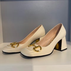 Gucci Malaga White Leather Shoe IT 36