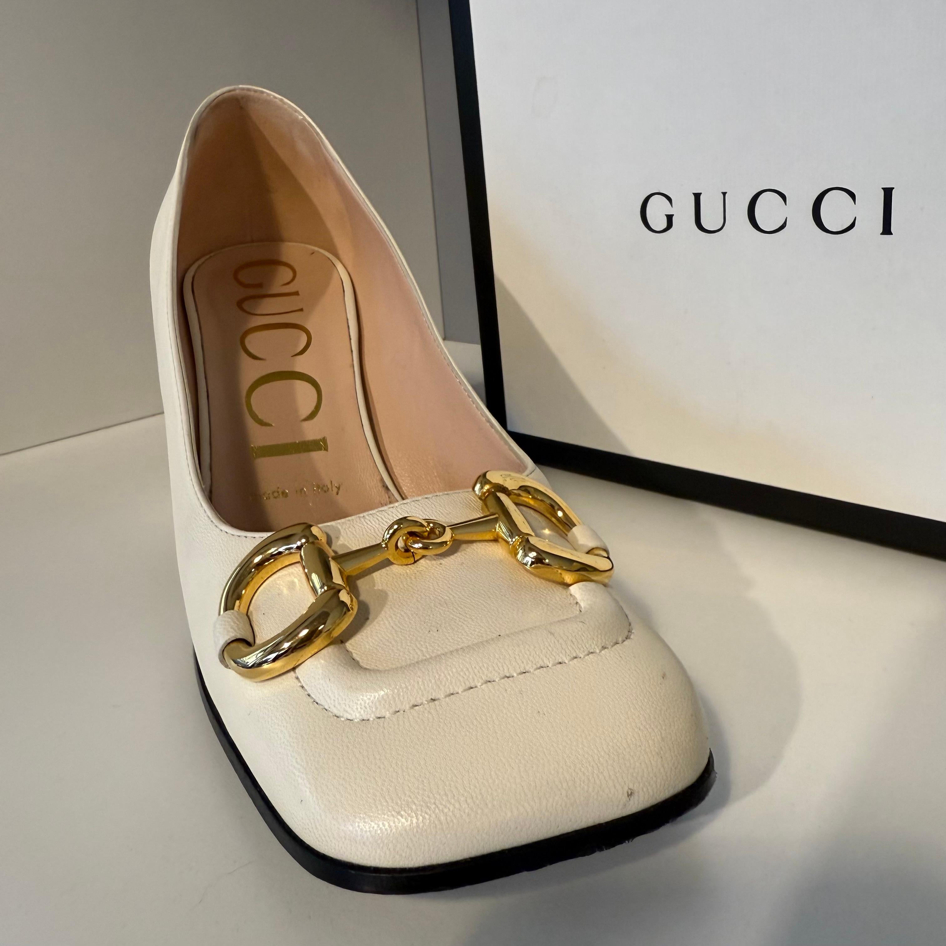 Donna Gucci Malaga - Scarpe in pelle bianca IT 36 in vendita